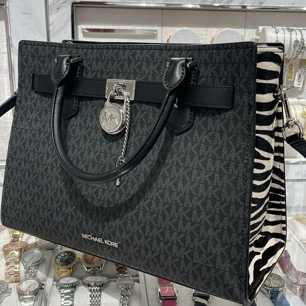 Michael Kors Hamilton Medium Signature Logo Satchel
Black 
NWT - Picture 9 of 16